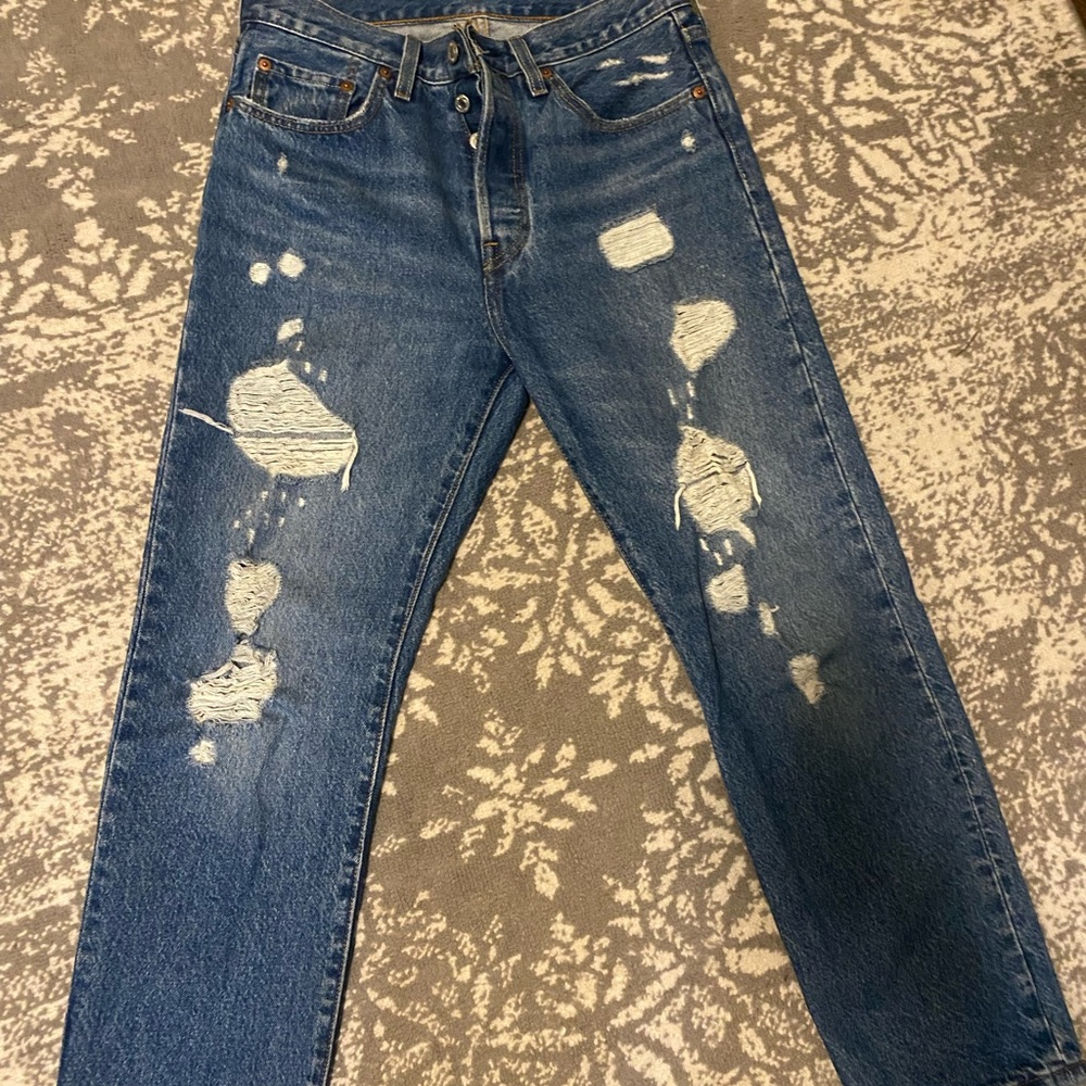Levi's Distressed Blue Boyfriend Jeans